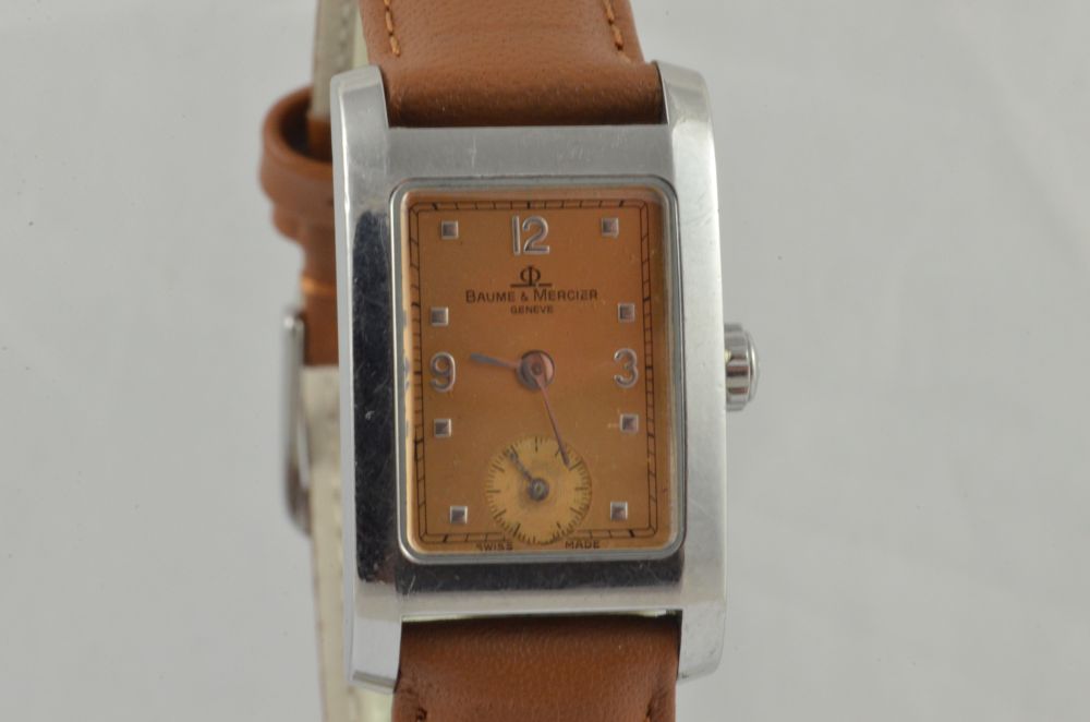 BAUME & MERCIER HAMPTON DAMEN UHR STAHL VINTAGE MIT LEDER BAND 