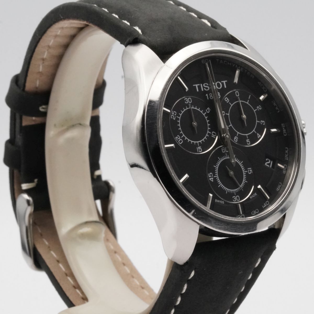 TISSOT PRS 200 QUARZ CHRONO HERREN UHR 38MM STAHL MIT LEDER